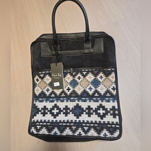 Myra Bag Black and Blue Diamond Tote